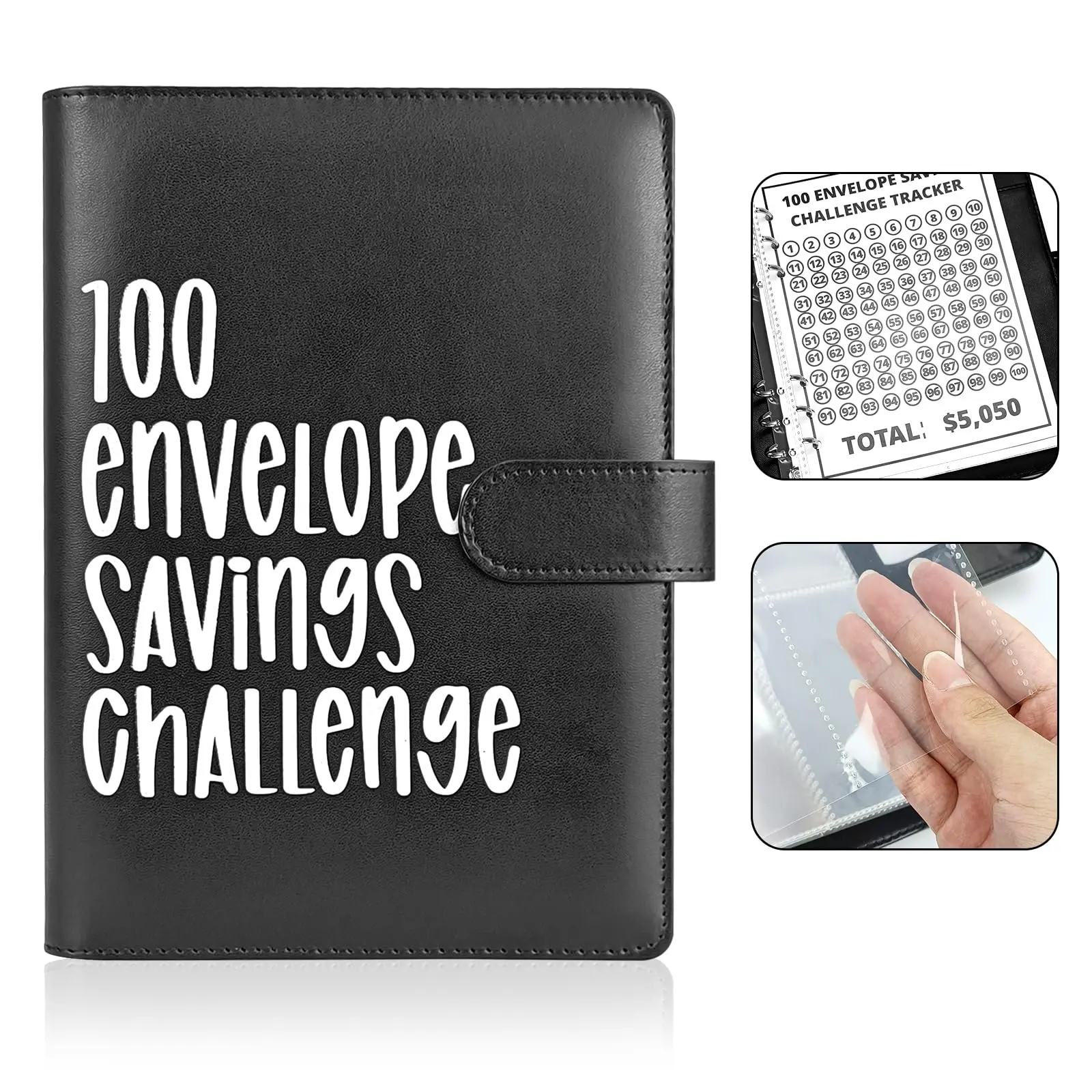 CLOUDSEA 100 Envelope Savings Challenge Binder A5 Size with Cute Stickers & Cash Envelopes for 100 Day Savings $5,050 Budgeting Planner Finance Checklist Organizer
