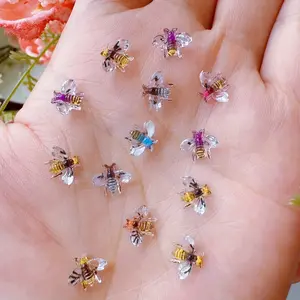 20pcs Mini Bee Resin Charms, Unscented Flatback Embellishments for DIY Nail Art, Scrapbooking & Crafts, Bee Decorations
