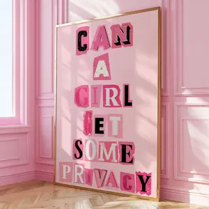 Funny Girly Pink Wall Decor|Cute Pink Bathroom Wall Print