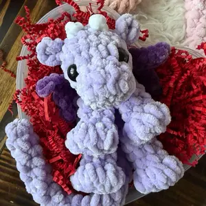 Crochet Dragon Plushie - Purple Color, Soft Plush Material, Cute Design, Approximately 8 Inches Tall, Perfect for Cuddling and Gifting