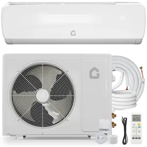 Ultra-Quiet 9000 BTU Wall-Mounted Ductless Mini Split Air Conditioner & Heater- 3-in-1 Cooling/Heating/Dehumidifier - 115V/230V Inverter Heat Pump - Cools/Heats Rooms up to 450 Sq.Ft - Complete Installation Kit & Remote - White