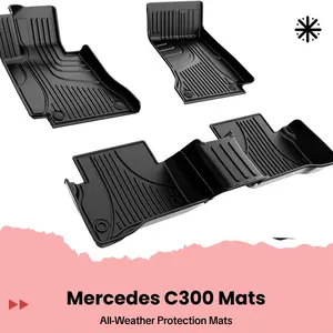 [summervibes] AOMSAZTO 3Pcs All Weather Waterproof Car Floor Mats, Fit for Mercedes-Benz C300 2015-2021, All Weather Floor Mats for Mercedes Benz C Class Sedan Only 1st and 2nd Row