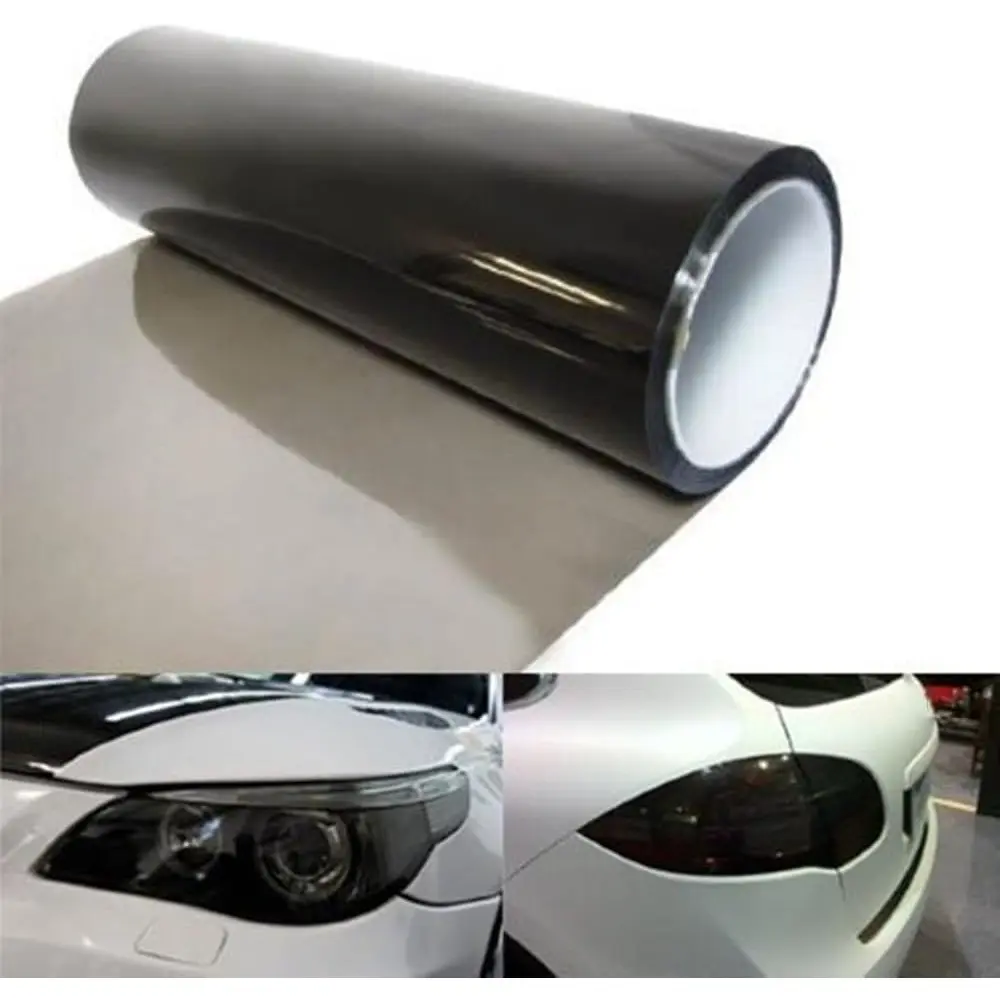 12 X 48 Inches Self Adhesive Tint Vinyl Film (Light Black) For Headlight,Tail Lights,Fog Lights