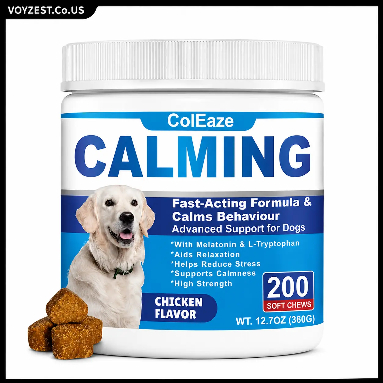 ColEaze Dog Calming Chews 1PCS/2PCS, 200 Soft Chews with Suntheanine & Ashwagandha, Supports Calm Behavior, Relaxation & Focus, Dog Calming Supplement for All Breeds
