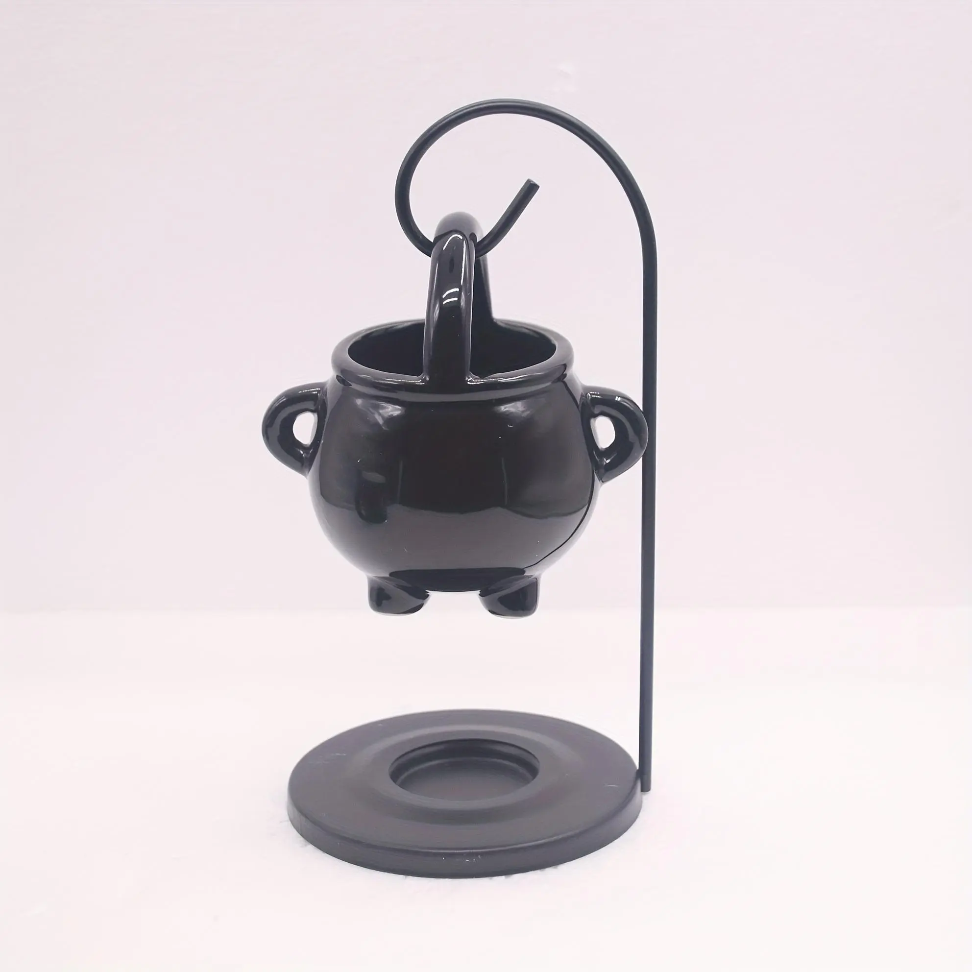 Witch Cauldron Oil Burner, 1 Count Gothic Scented Aromatherapy Diffuser & Wax Melt Holder, Ceramic Tealight Candle Decor Home Fragrance Decor Room Fragrance for Home Party Festival Haunted House(without Candle)