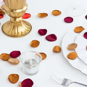 400-Pack Rose Petals Life-Like Flower Confetti Terracotta Mix Matte Silk Round - Decorative Event Table Scatters 2"
