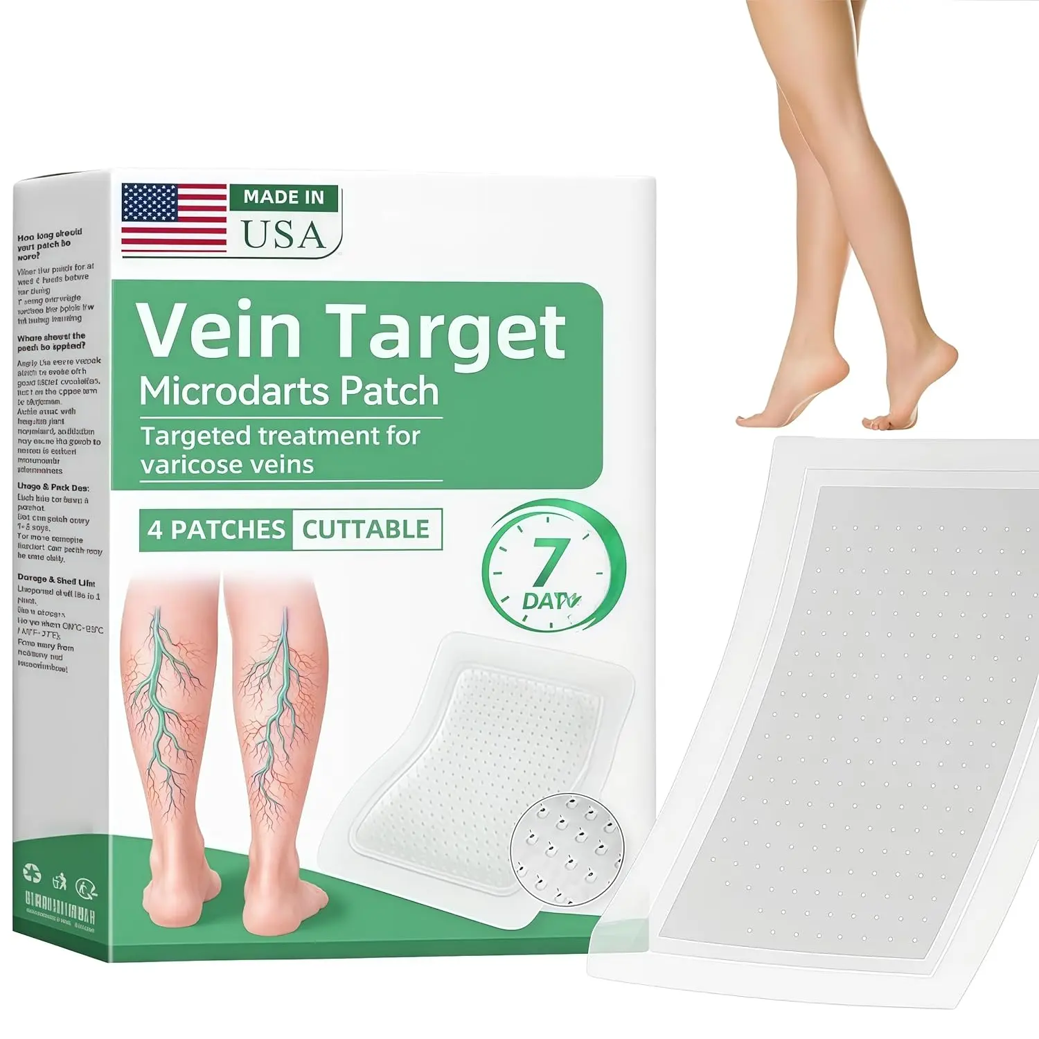 Vein Target Microdarts Patch, Professional Varicose Veins Treatment for Legs, Healrize Vein Target Patch, Natural Ingredients Leg Treatment for All Skin Types