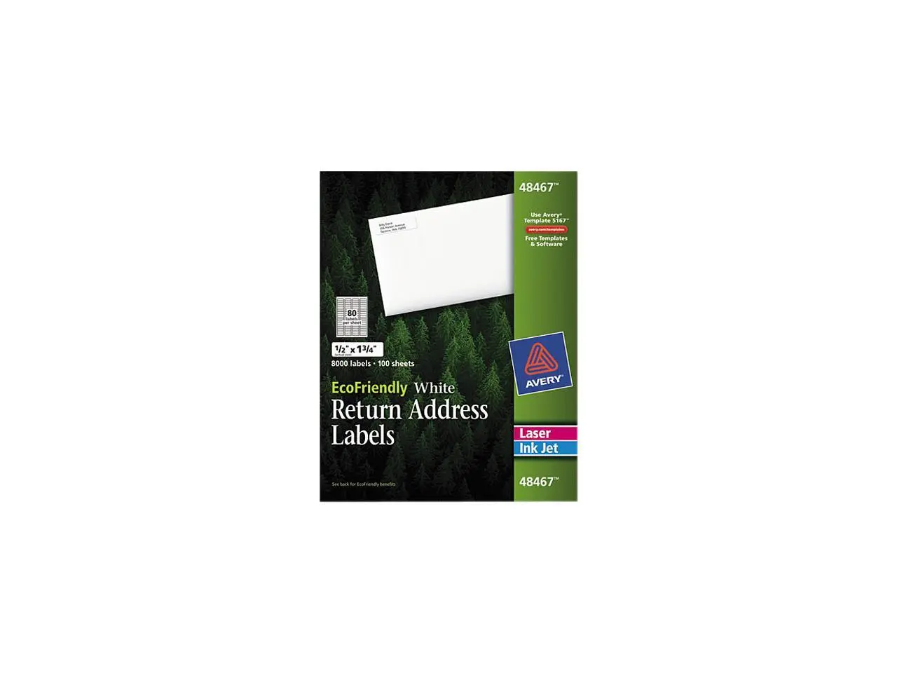Avery 48467 EcoFriendly Labels, 1/2 x 1-3/4, White, 8000/Pack