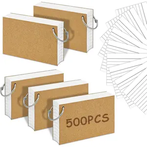 500 count White Index Cards, 3x5 Inches Flash Cards with Ring, Lined on Both Side Notecards Ruled Study Card Flashcards Heavy Note Cards for Studying, Learning, School, College