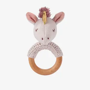 Luna Unicorn Wooden Baby Rattle