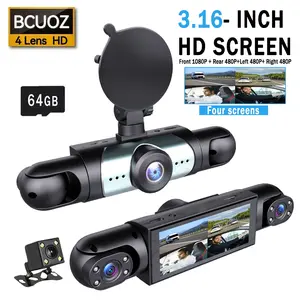 4 Lens Car DVR, 1080P Car DVR with 64G Memory Card, Car Video Surveillance with Night Vision, 24/7 Parking Mode Car DVR
