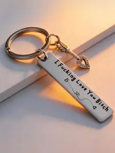 Funny Best Friend Keychain – Stainless Steel Key Keyring with Engraved Quote “I Fcking Love You Btch”, Friendship Gift for Besties & Friends