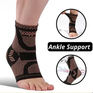2Pcs Copper Ankle Brace,Copper Infused Ankle Support Compression Sleeve for Men & Women,for Foot Pain,Sprained Ankle,Recovery, Ankle Compression Cuff