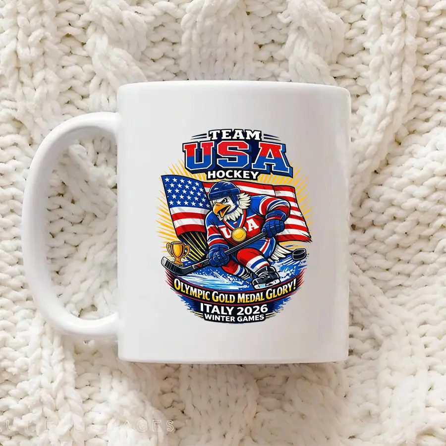 USA Hockey Gold Olympics 2026 Mug, USA Hockey Coffee Mug - Patriotic Hockey Coffee Mug - Team USA inspired graphic coffee mug