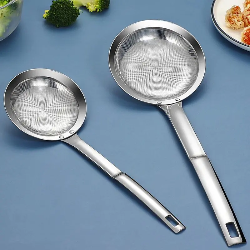 Filter Scoop SUS304 Stainless Steel Fat Skimmer Spoon Fine Mesh Strainer Food Strainer With Handle Kitchen Oil Skimmer Strainer FU - YY