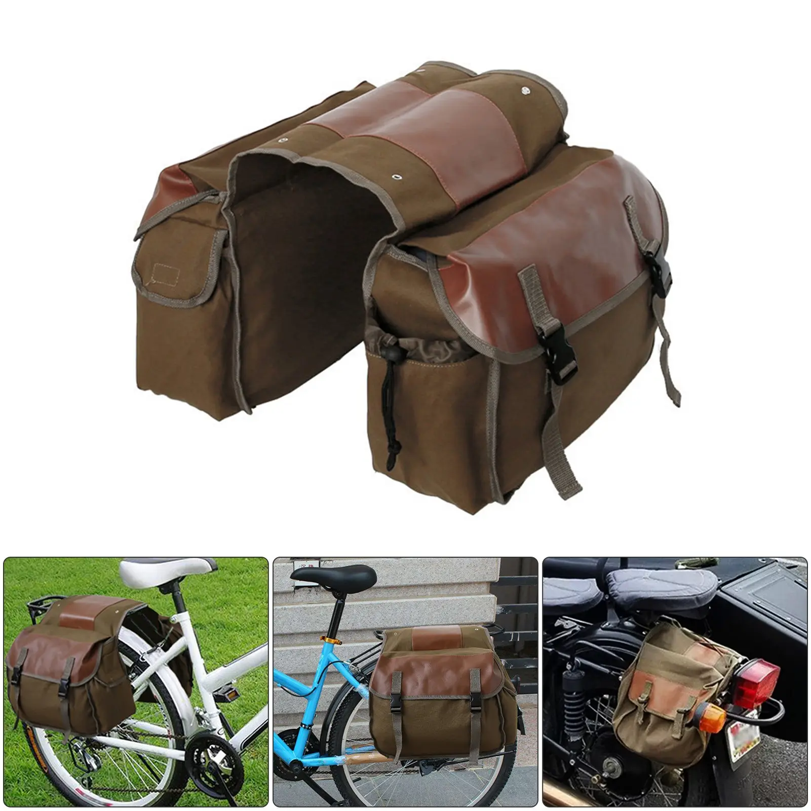Motorcycle Large Capacity Saddle Bag, Waterproof Canvas Side Tool Box, Travel Riding Storage Pouch, Durable & Spacious Design, Motorcycle Accessories