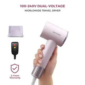 【Gift Choice】High Speed Travel Hair Dryer with Dual Voltage (100-240V), 110,000 RPM Brushless Motor, Ionic Blow Dryer for Fast Drying, 3 Speeds & 5 Temps, Travel Compact Hair Blower with Magnetic Concentrator, Perfect Present for Man Woman Family Gift