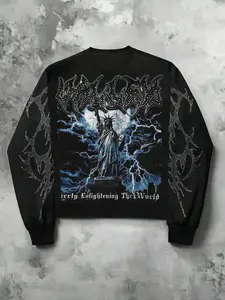 Unisex Round Neck Sweatshirt, Lightning Print Design, Casual Fitted Top, Fall & Winter Fashion, Simple and Elegant Style