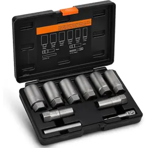 10-Piece 1/2 Inch Drive Lug Nut Extractor Set: Deep Tools for Large-Size Damaged, Rusted & Broken Bolts Removal