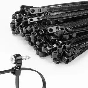 400 PCS 12 inch Black Zip Ties with Screw Hole 75lbs Mountable head Cable Ties Straps Multipurpose Heavy Duty Nylon Cable Zip Ties with Screw Mounting Hole