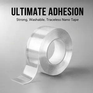 2026 New Upgrade Ultra Strong Heavy-Duty Transparent Nano Tape, 10.5ft Double-Sided Adhesive Mounting Strips, Traceless Residue-Free, Washable Reusable, Renter-Friendly, Multi-Surface for Picture Hanging, Room Decor, Home Organization