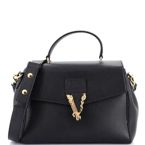 Pre-owned VERSACE Leather Shoulder Bags Virtus Convertible Top Handle Bag Medium