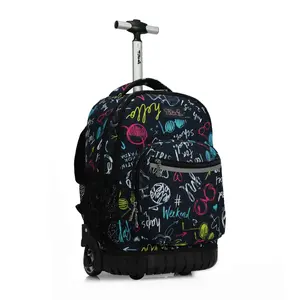 Tilami Rolling Backpack 19 inch Wheeled Boys Girls Travel School Student Trip,Weekend Black