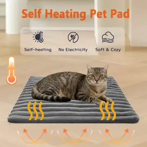 Self-Heating Cat Bed, Ultra Soft Warm Dog Cage Mat, Non-Slip Portable Self-Warming Pet Pad, Suitable for Small Medium Cats Dogs Indoor Outdoor
