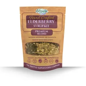 Organic Elderberry Syrup Kit Easy to Use, DIY Elderberry Syrup Making Kit with Elderberries ,Rosehips, Ginger, Echinacea, Cinnamon, and Cloves, Makes 32oz Syrup, Brewing Bag Included