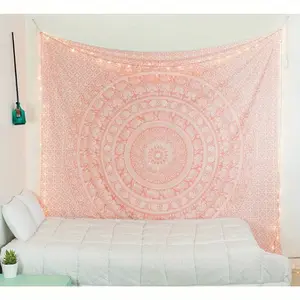 [Mandala Bohemian Tapestry] Bohemian Handicrafts Wall Hanging Tapestry - Hippie Mandala Floral Design Indian Magical Thinking Tapestries for Bedroom Dorm Decor