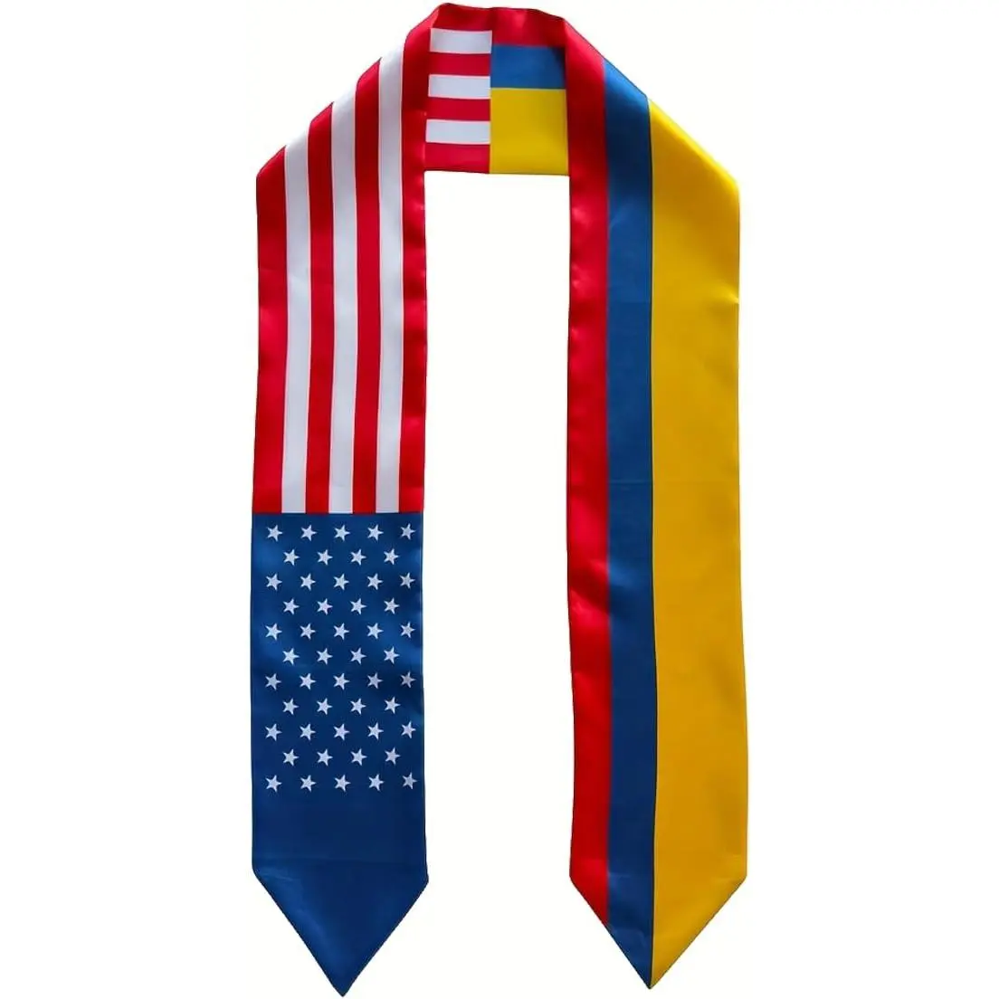 USA and Colombia Flag Graduation Stole, Double-Sided National Flag Sash 5.5" x 70", Unisex for International Students and Ceremonies