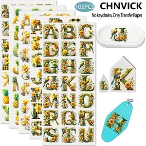 105PCS UV DTF Cup Wrap Stickers, Spring Alphabet Letters Rub on Transfers for Crafts, Permanent DIY Handcraft Transfer Decals for 16oz Libbey Glass Cans, Mugs, Candles, Notebooks and Flower Pots, Easy to Apply Art Stickers
