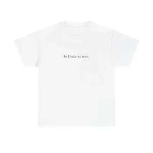 IN DRAKE WE TRUST Tee - White cotton graphic tee pattern vintage t-shirt top clothing