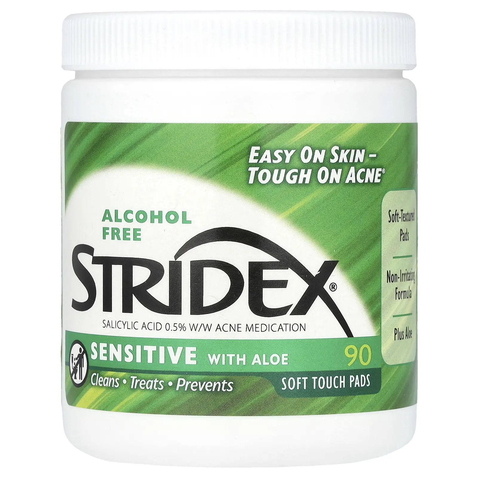 Stridex Sensitive with Aloe, Alcohol Free, 90 Soft Touch Pads | HSA/FSA Eligible
