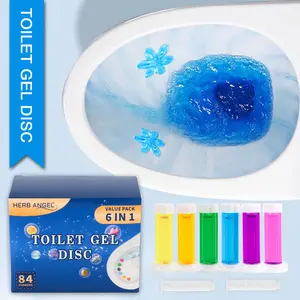84 Flowers Toilet Gel Stamp  6-Pack，Toilet Bowl Cleaners ｜home essentials ｜Air Freshener Effective Deodorization Long-Lasting Fragrance for Bathrooms Toilets with Lavender Gardenia Ocean Carnation Jasmine Lemon