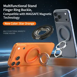 Minimalist MagSafe Ring Stand with Free Magnetic Ring Strong Dual-Sided Magnet Phone Holder Slim Portable Foldable Kickstand Stable Hands-Free Gym Mount Universal for All Smartphones