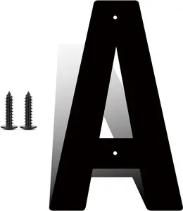 8" 12" Large Metal Letters, Modern Hou Address Numbers Letters, Metal Door Numbers, Large Black Hou Address Letter Number for Home Office Street Apartment Outside (12" A)