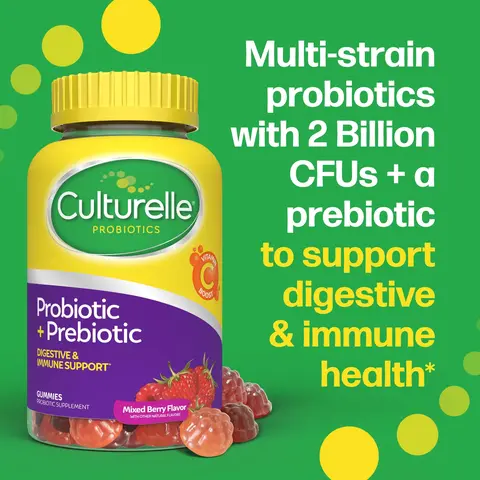 Culturelle Probiotic & Prebiotic Gummies - Berry Flavor Daily Wellness Gummies - Probiotic Supplement for Digestive Health for Women