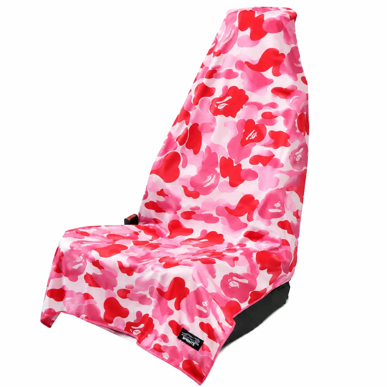 BAPE ABC Camo Inspired Dual Color Car Seat Cover Towel – Pink Universal Seat Protector with Snaps, Sweat Resistant Quick Dry Cover for SUV, Truck & Car Interior