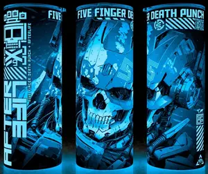 Glow in the Dark 5FDP Five Finger Death Punch - Afterlife - Heavy Metal Cup Mug Tumbler 20oz with Lid and Straw - Elegant Drinkware for Metal  Fans - Perfect for Hot or Cold Drinks! Stainless Steel. Flasks Glossy Insulated