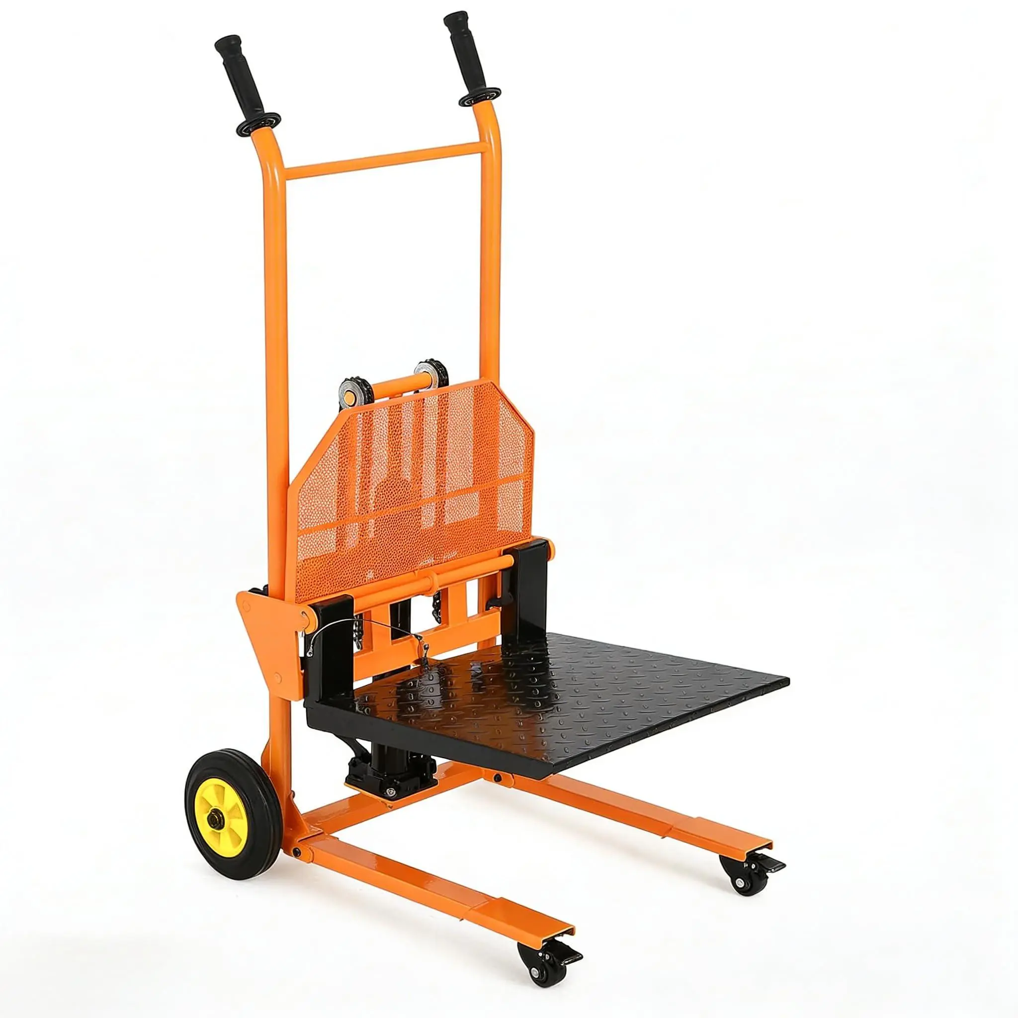 GARVEE 450LB Hydraulic Material Lift, 36" Max Lift Pallet Truck Dolly, Fork Width & Height Adjustable Pallet Stacker Winch Stacker for Warehouse, Garage & Workshop