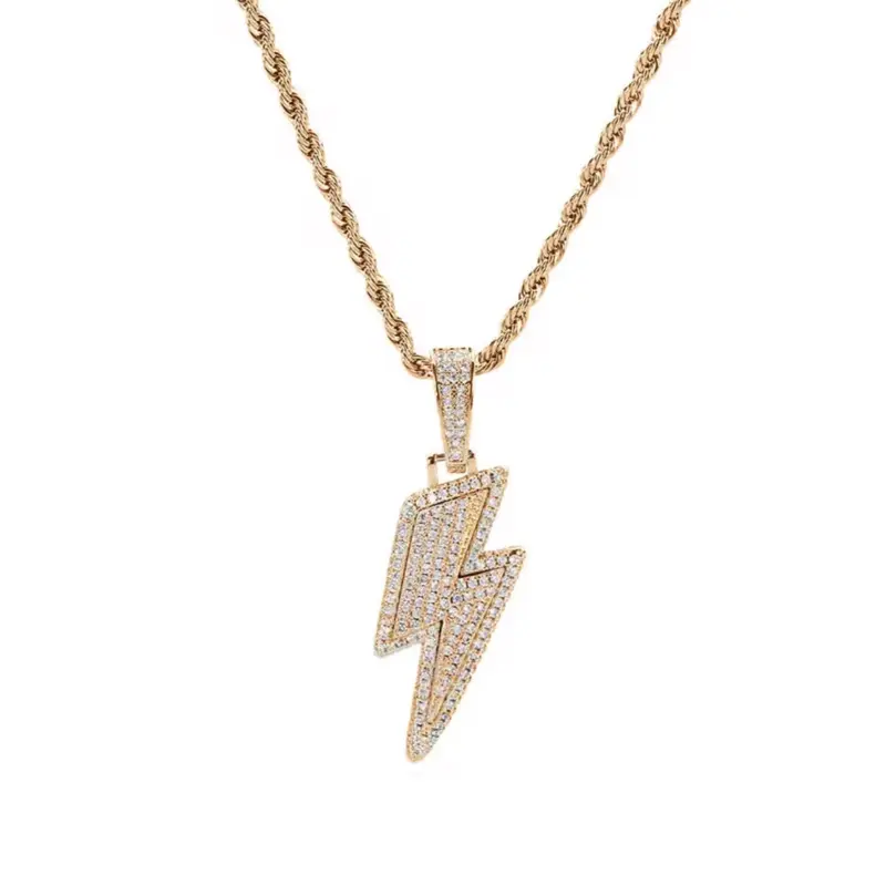 18k Iced Lightning Bolt Pendant