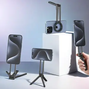 Magnetic Phone Tripod Stand for iPhone, Aluminum Maglock, Dual-Sided Magnets, Quick Installation, Compatible with Magsafe, Portable Photography Holder