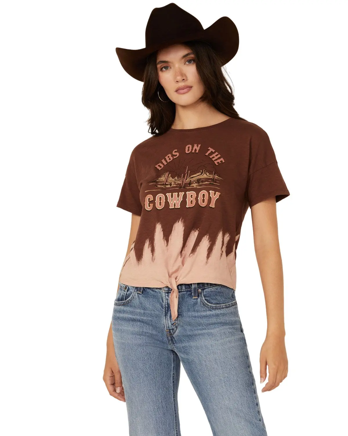 Shyanne Women's Women'S Dibs On The Cowboy Tie Dye Short Sleeve Graphic Tee - Swfa24k74-Medbn