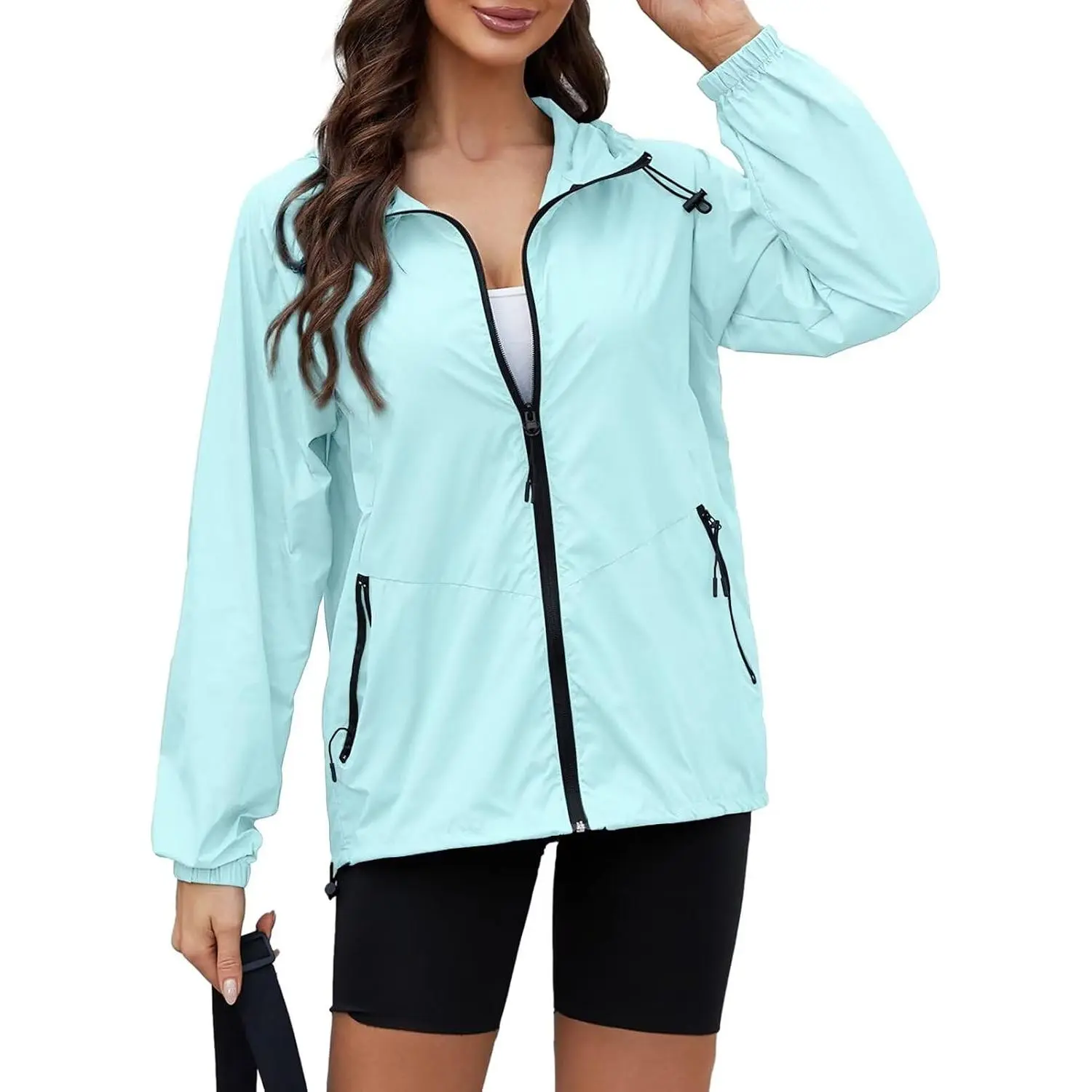Light Weight Rain Jacket Women Waterproof Windbreaker Travel Rain Coats for Women Packable S-XXL