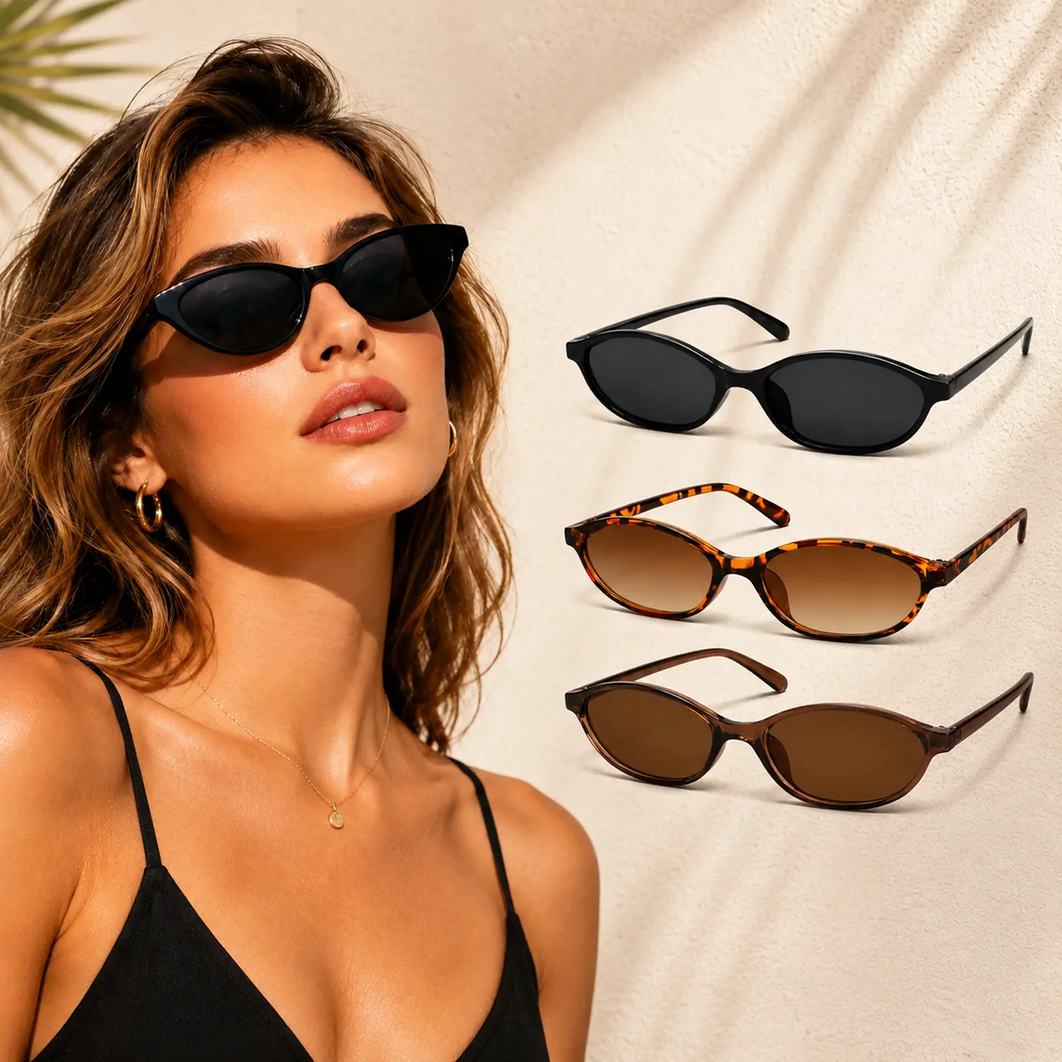 3PCS Retro Oval Sunglasses for Women Men Vintage Chic Cat Eye UV Protection Sunglasses 90s Sunnies Lightweight Narrow Shades Y2k Trendy Sun Glasses - Perfect for Summer Fashion