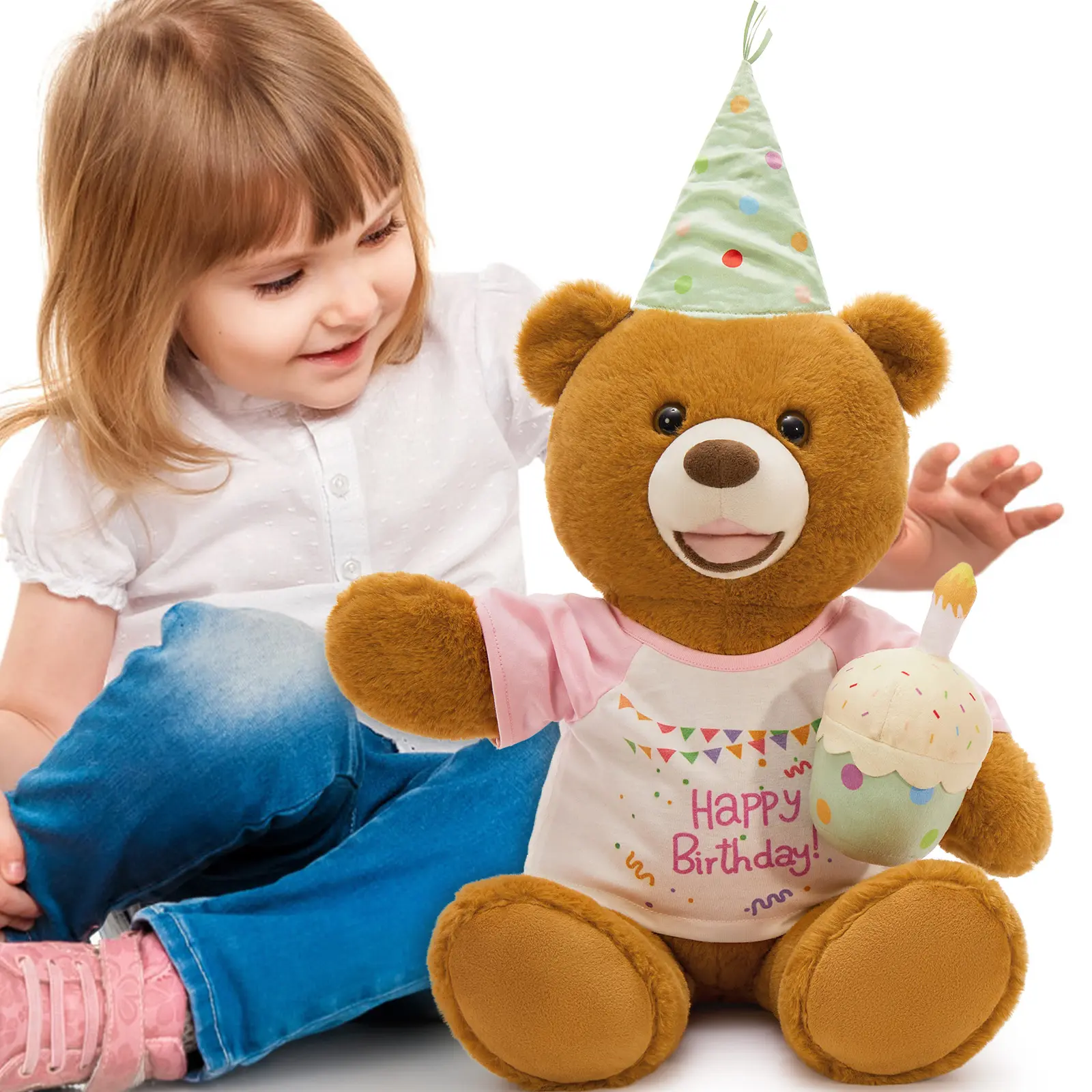 MaoGoLan 21.7-Inch Birthday Teddy Bear with Removable Outfit, Soft Plush Stuffed Animal Gift
