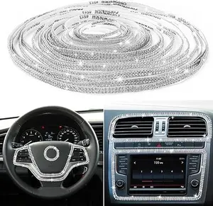 Bling Car Trim Self-Adhesive 16.4Ft, Rhinestone Car Accessories for Women, Car Bling Interior Exterior Decoration, Car Dashboard Decorations Rhinestone Door Stickers