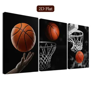 3 Piece Basketball Theme Wall Art Set, Framed Hoop Artistic Canvas Prints, Slam Dunk Art Posters, Classroom Decor, Home Office Bathroom, Modern Home Decor