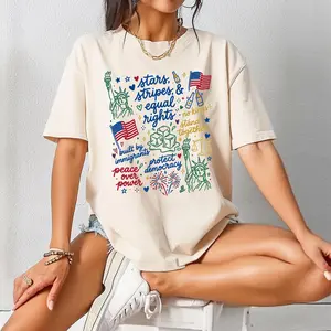 Comfort Colors Liberal 4th of July Shirt, Doodle USA Political Tee, Anti Independence Day, Equal Rights, Anti Ice, Peace, Resist Tee, 4th Of July Shirt